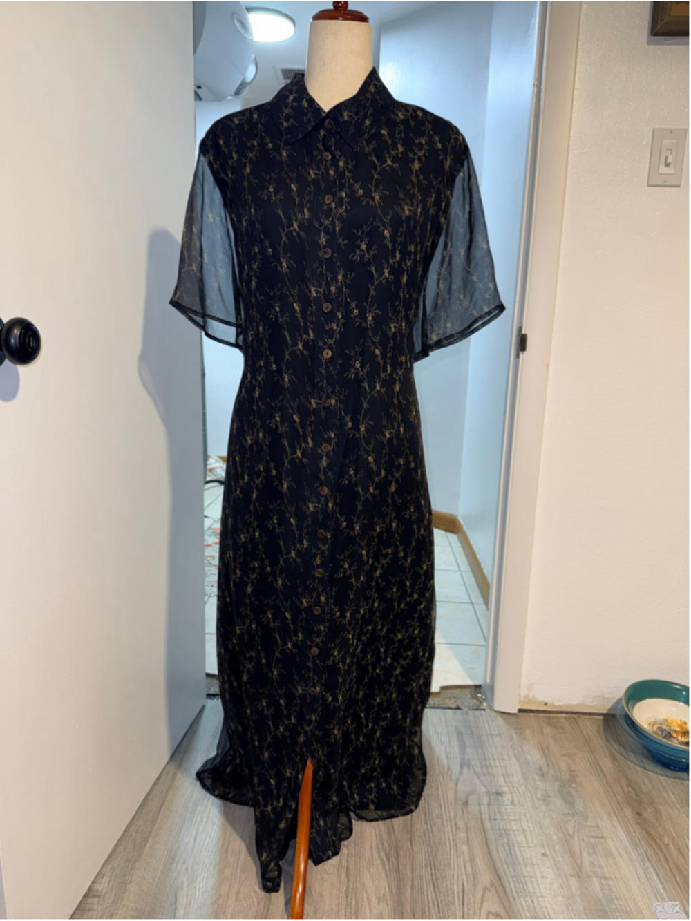 Vintage 90s Robbie Bee Whimsigoth Floral Maxi Dress Romantic Grunge Chiffon 22w.
